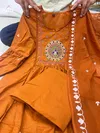 Akshar Orange Mal Cotton Anarkali Wholesale Kurti With Bottom Dupatta In India
